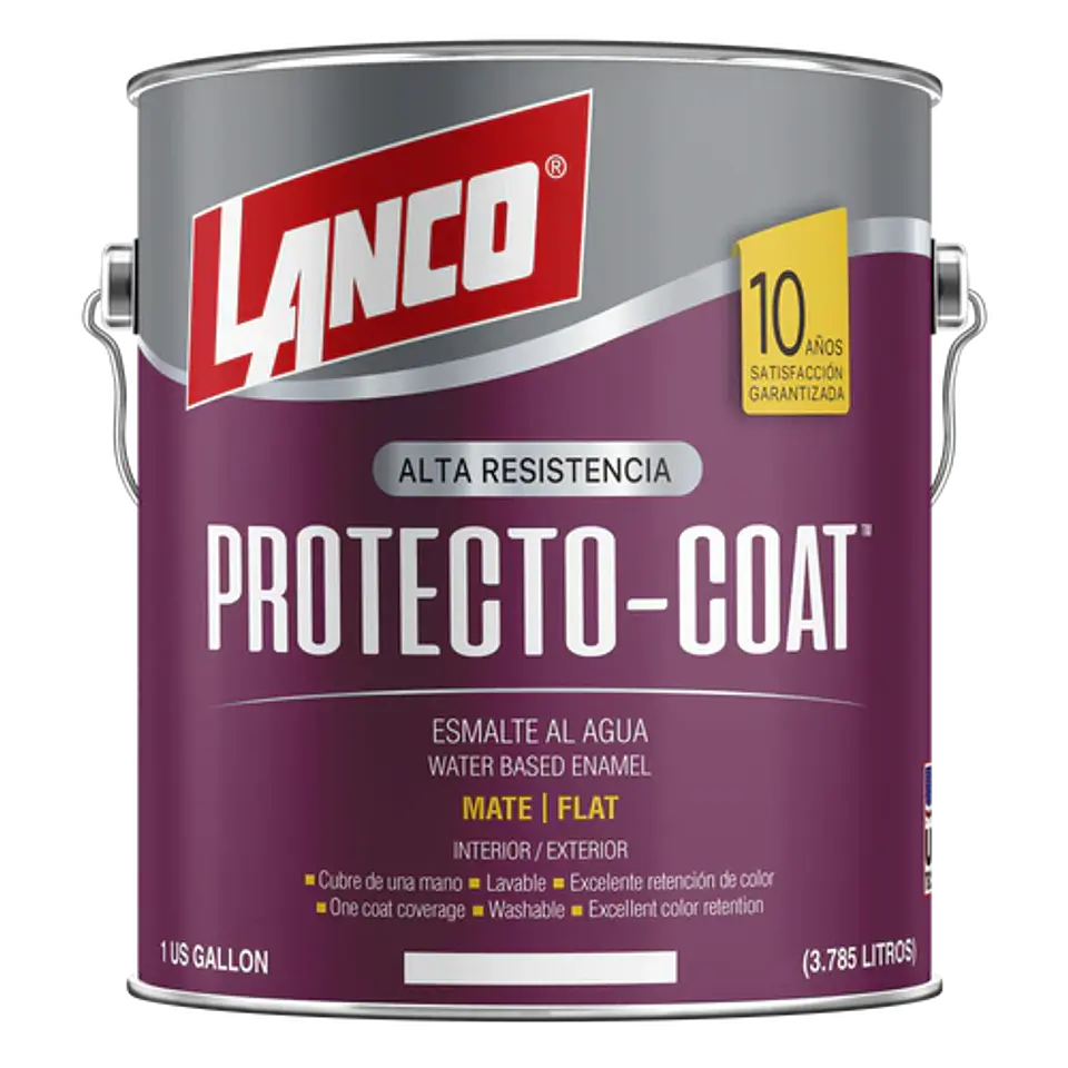 Esmalte Al Agua Protecto Coat Mate Blanco Galon Lanco LL400-4 1