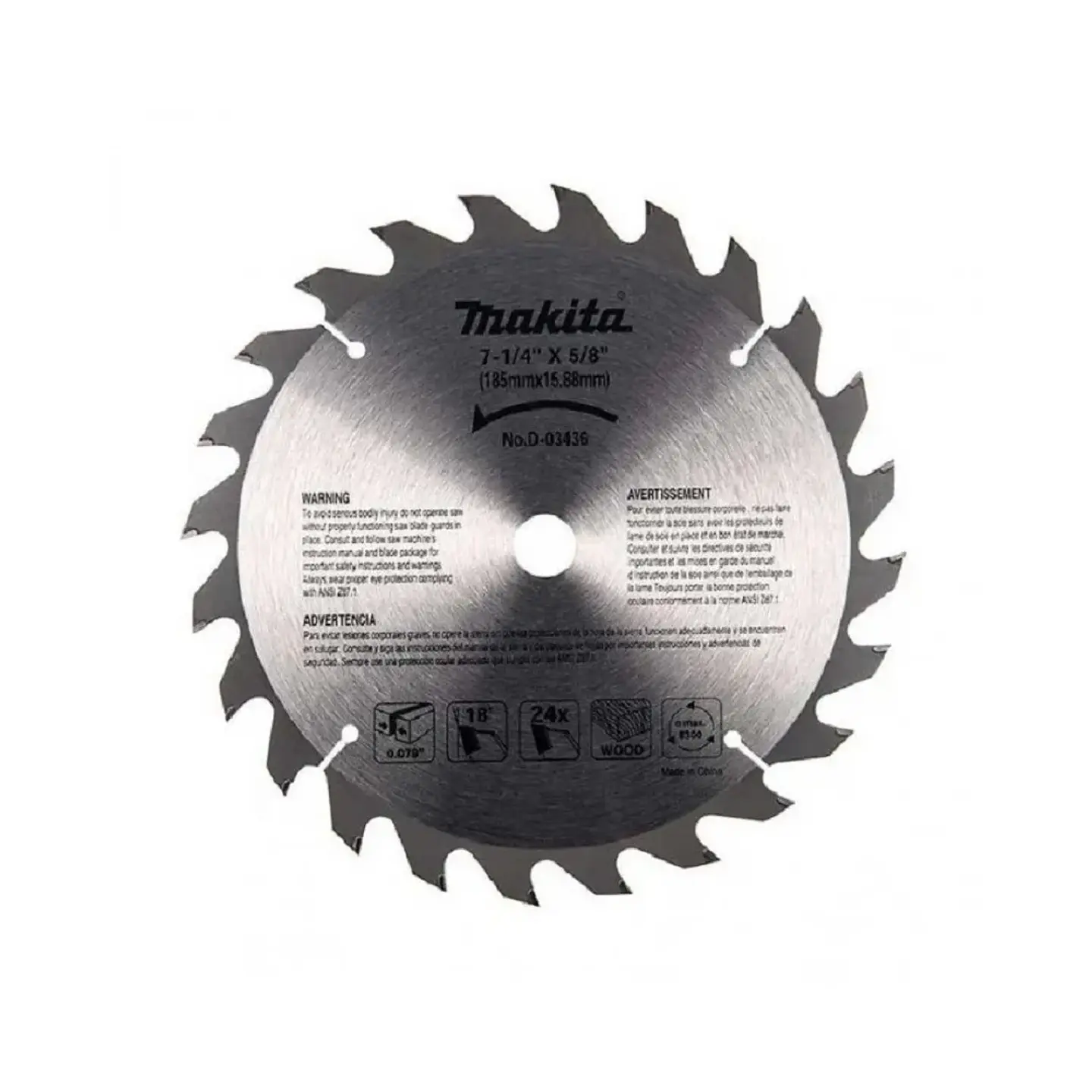 Disco Sierra Madera 7 1/4 24 Dientes D-03436 Makita 1