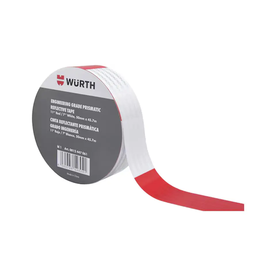 Cinta Reflectante Rojo Blanco 50MMX45.7MT Wurth 1