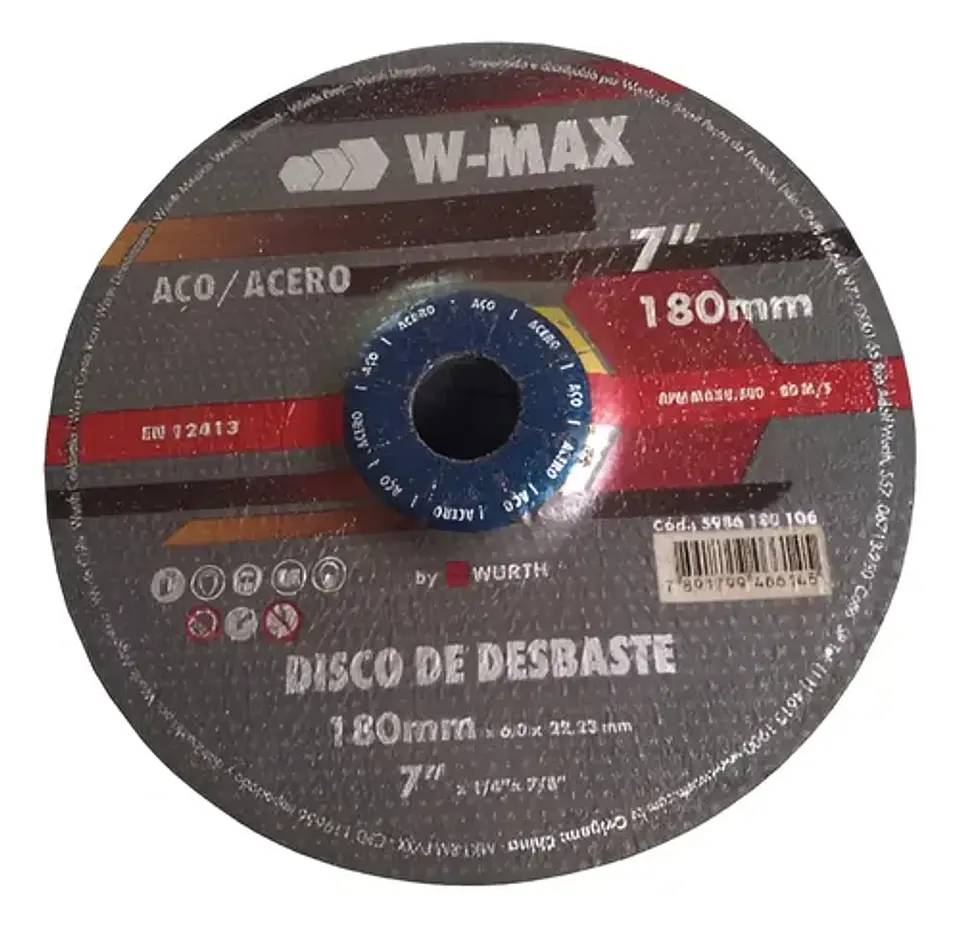 Disco Desbaste Acero 180X6X22.2MM W-Max Wurth 1