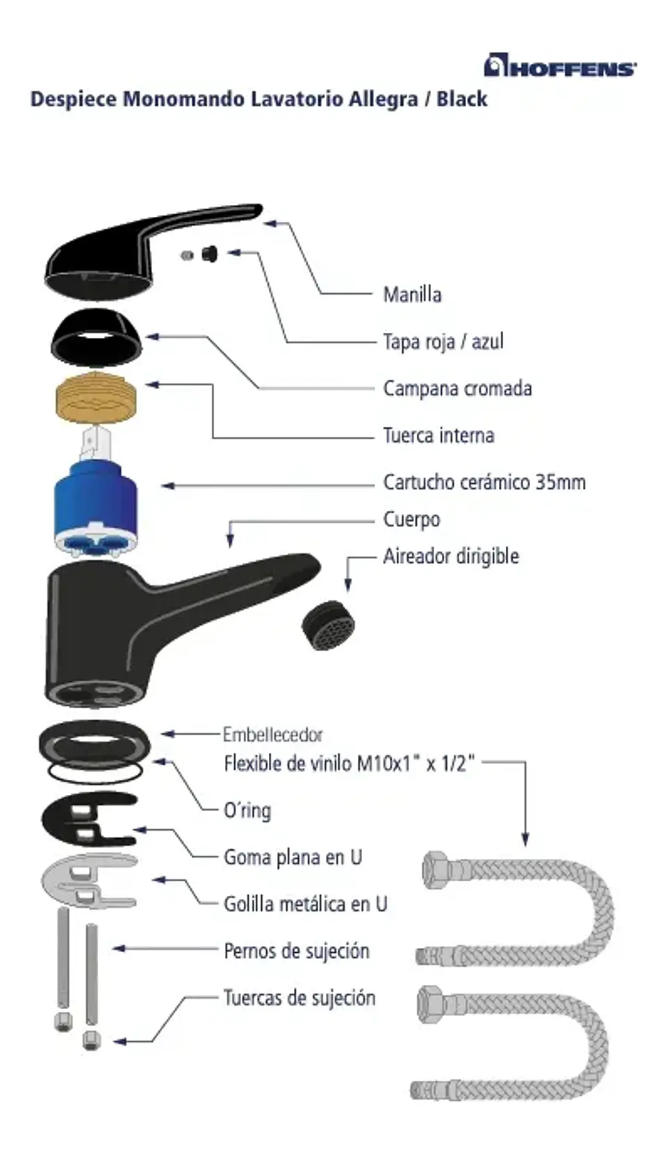 Monomando Lavatorio Allegra Black 2