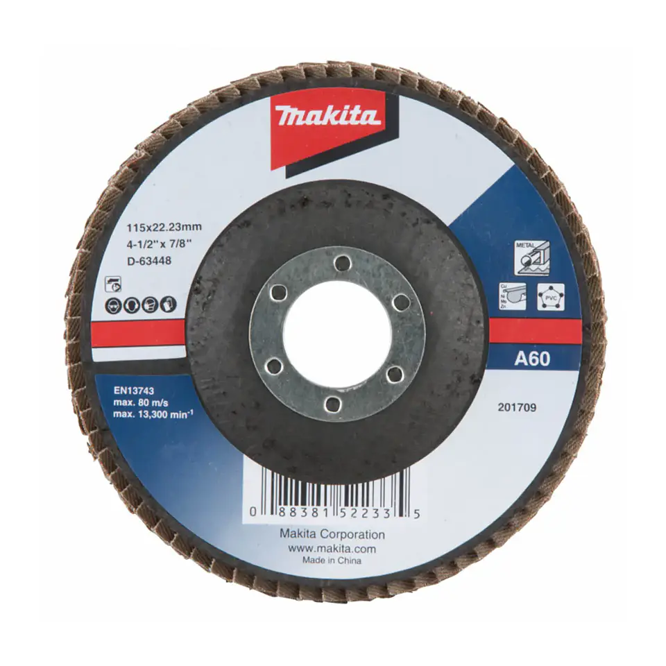 Disco Lija Flap P/Metal 115X22MM A60 D-63448 Makita 1