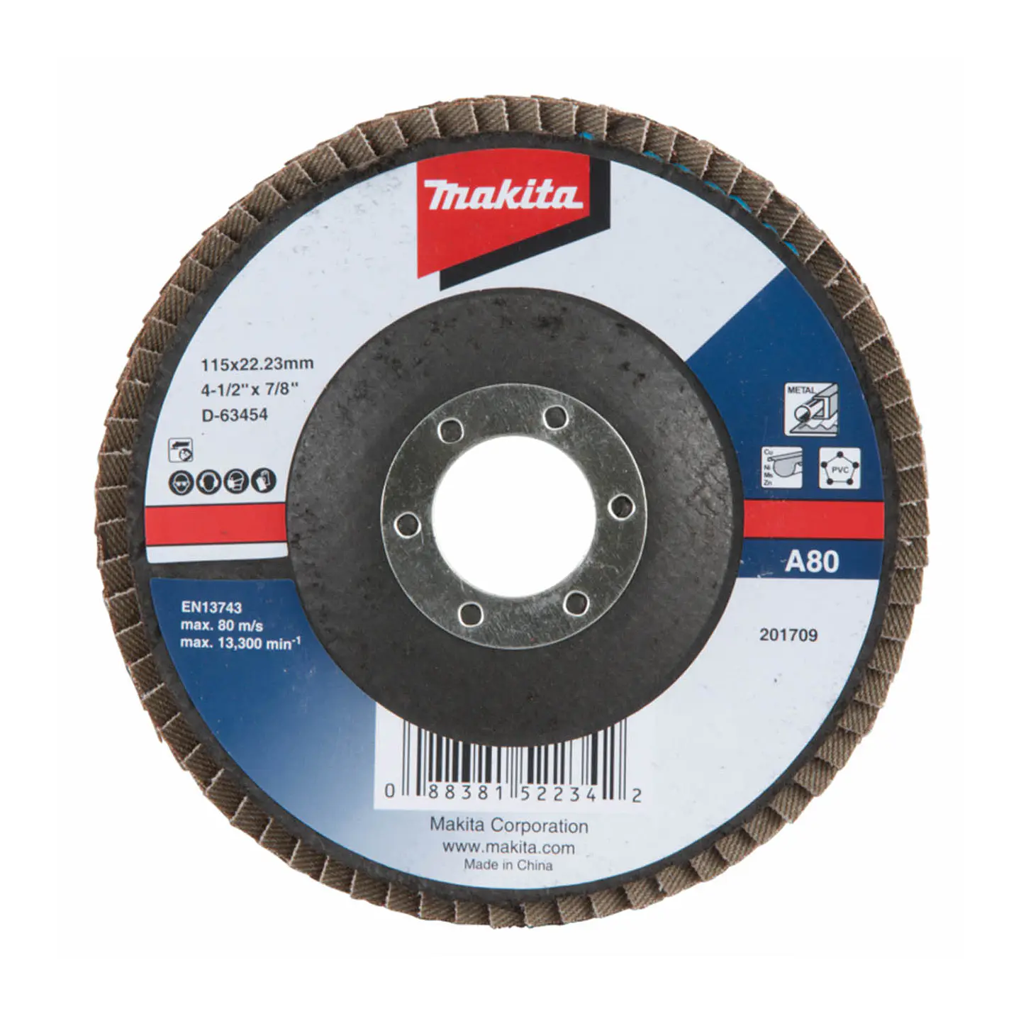 Disco Lija Flap P/Metal 115X22MM A80 D-63454 Makita 1
