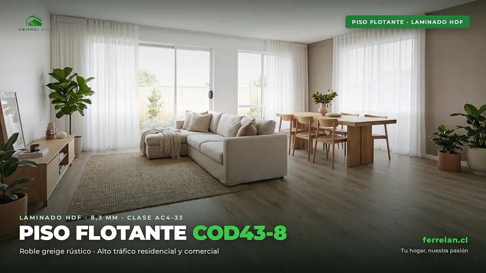 Piso Flotante 8.3 MM 200x1230mm COD43-8 2.44m² CAJA FSIMP (LC)	 4