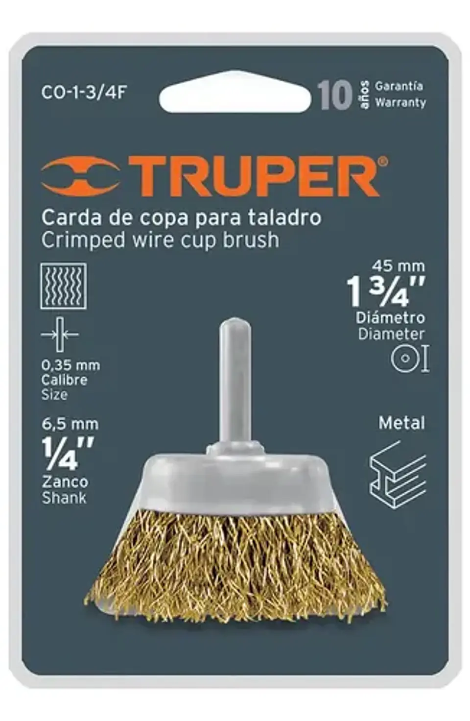 Escobilla Grata Copa Alambre Fino 1-3/4PUL Truper CO-1-3/4 1