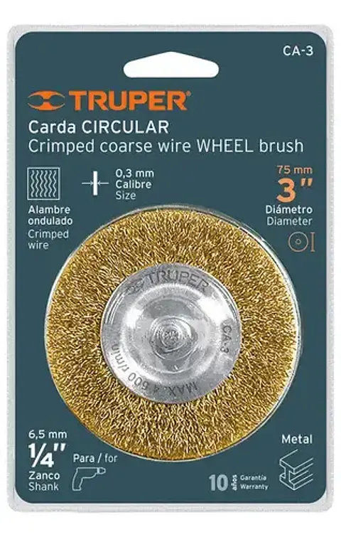 Escobilla Grata Copa Circular Alambre Grueso 3PUL Truper CA-3