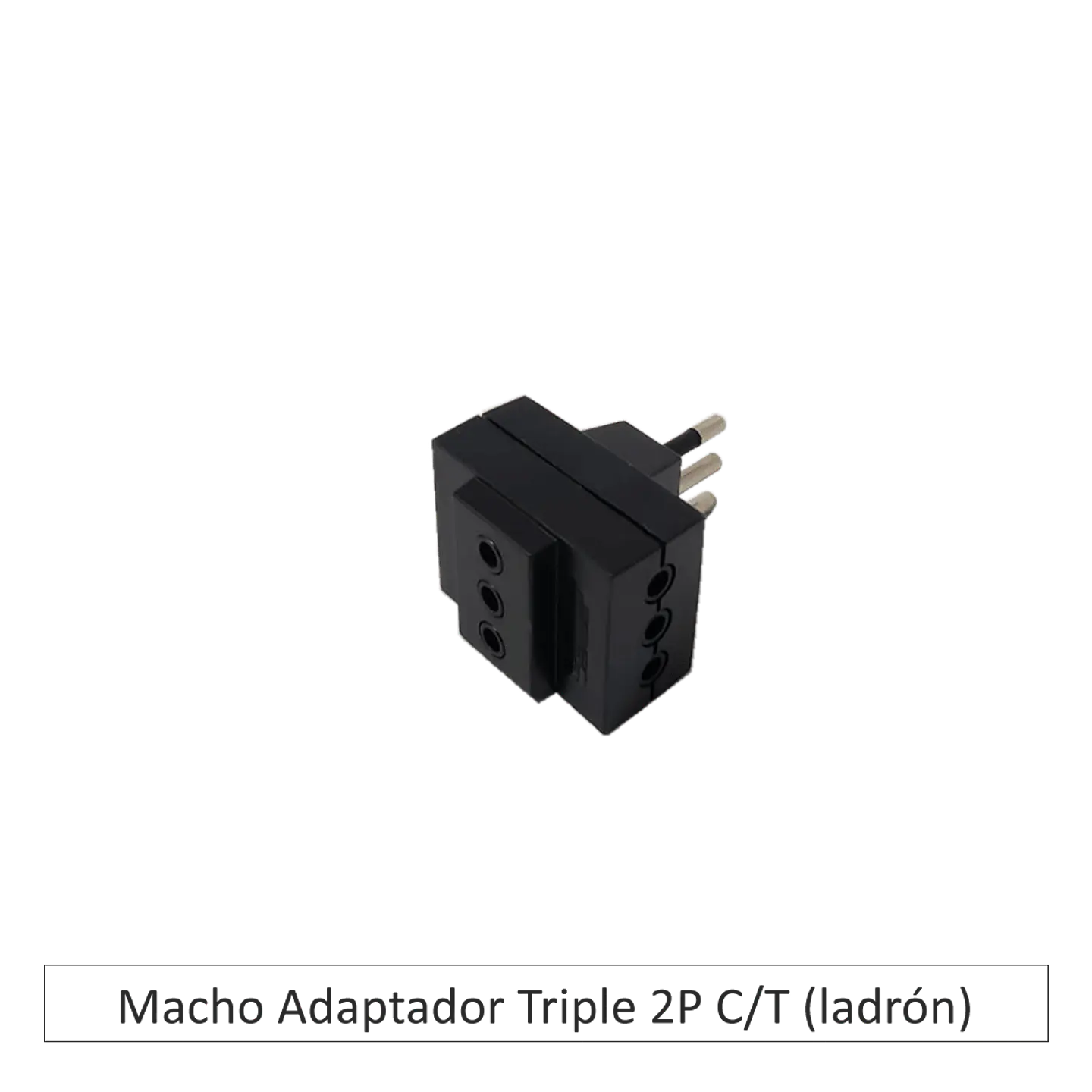 Enchufe Macho Triple Ladron Negro 1