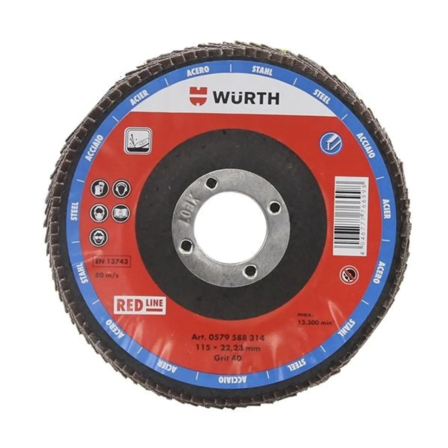 Disco Lija Fibra Para Metal 115MM G100 Wurth 1