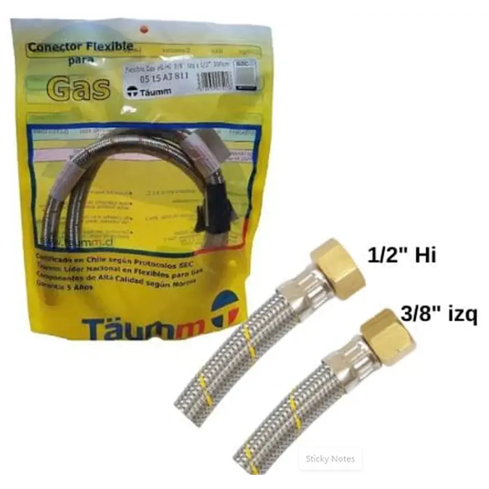 Flexible Gas HI HI 1/2X3/8 Izq 100CM Taumm 2