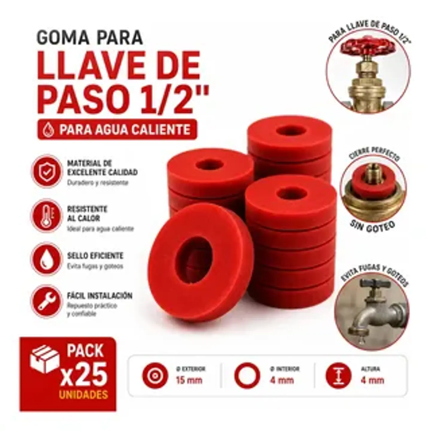 Goma Llave 1/2 Roja 2