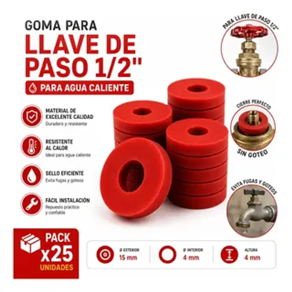 Goma Llave 1/2 Roja 2