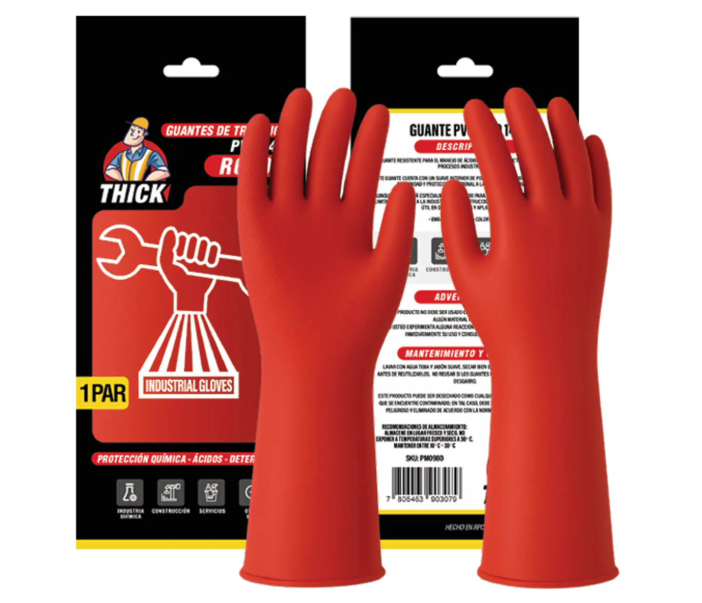 Guante PVC Rojo 14 Thick Kuppel PM0980 1