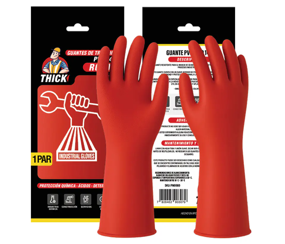 Guante PVC Rojo 14 Thick Kuppel PM0980 1