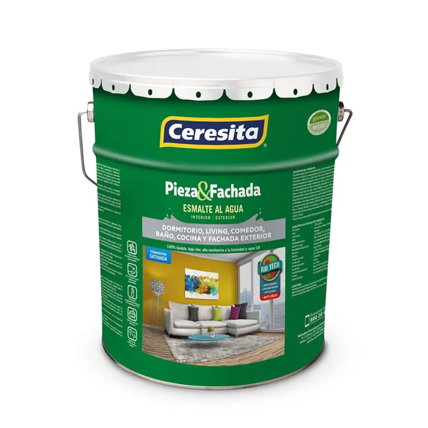 Esmalte al Agua Pieza y Fachada Blanco Satinada Tineta 1