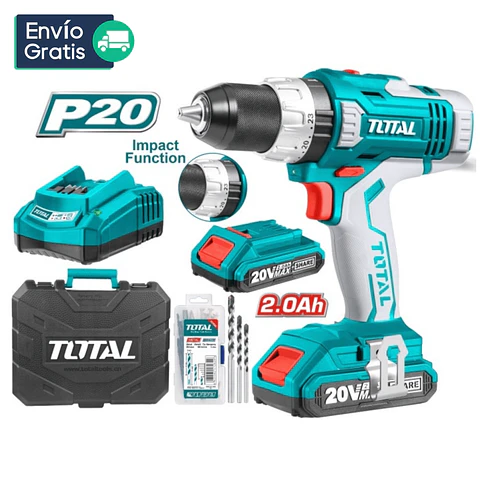 TALADRO IMPACTO INALAMBRICO 20V 13MM 1900 RPM TOTAL