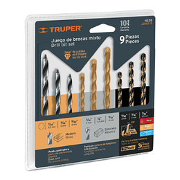 JUEGO BROCA CONCRETO/MADERA/FIERRO TRUPER 9PCS