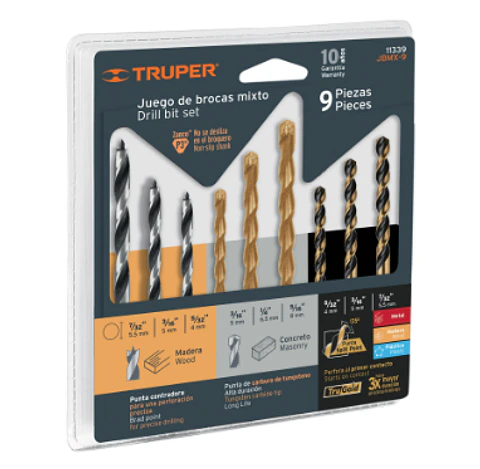 JUEGO BROCA CONCRETO/MADERA/FIERRO TRUPER 9PCS