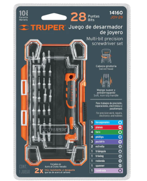 Desarmador de precisión con 28 puntas intercambiables