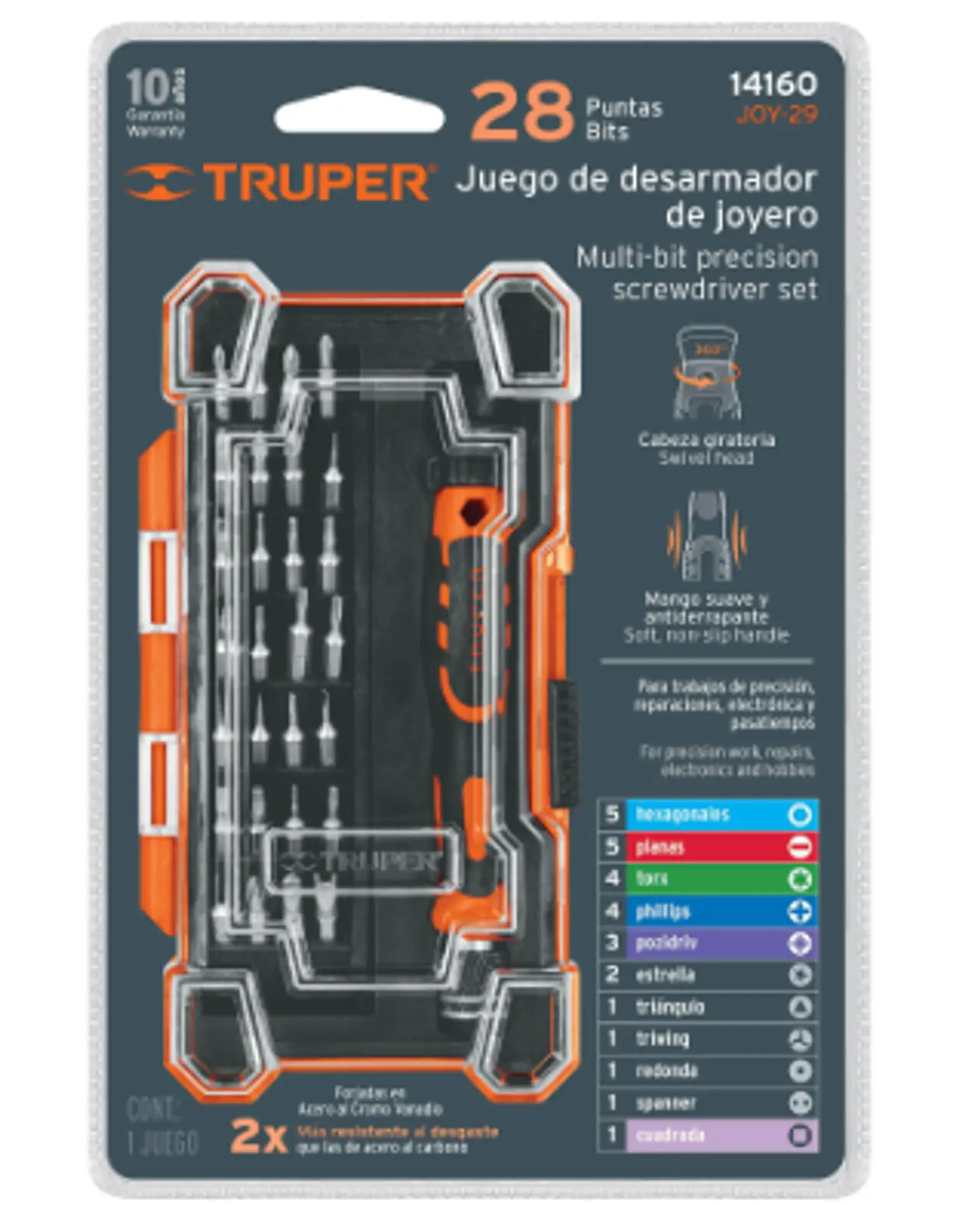 Desarmador de precisión con 28 puntas intercambiables 1