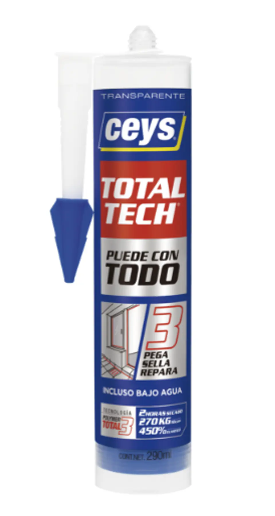 SILICONA CEYS TRANSPARENTE TOTAL TECH 290ML 1