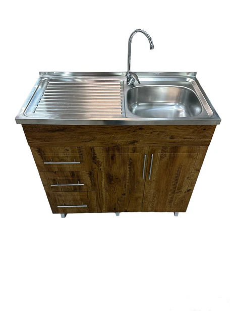 MUEBLE LAVAPLATO CON CAJON CAFE 100CM