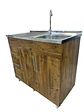 MUEBLE LAVAPLATO CON CAJON CAFE 100CM - Miniatura 3