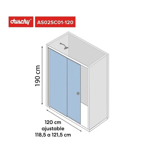 MAMPARA CORREDERA FRONTAL 120X190 EKO GRIS DUSCHY
