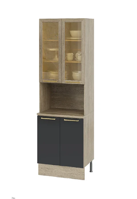 ARMARIO CON CUBIERTA COCINA 700X2170X520MM DOS PUERTAS + VIDRIO GRAFITO