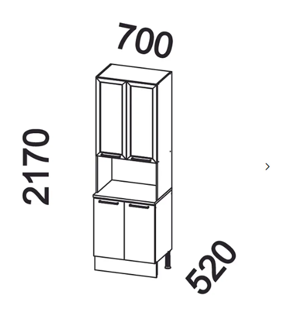 ARMARIO CON CUBIERTA COCINA 700X2170X520MM DOS PUERTAS + VIDRIO GRAFITO 2