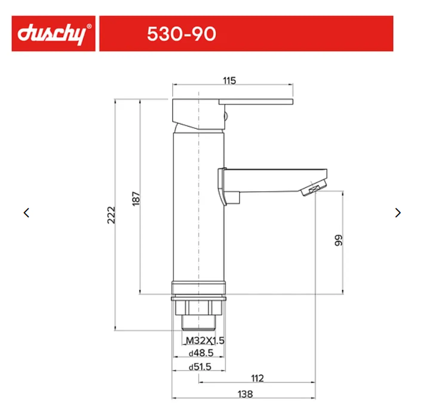 LLAVE MONOMANDO MOON DUSCHY 2