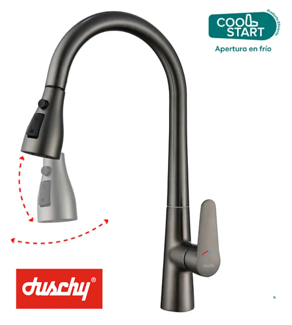 LLAVE MONOMANDO EXTRAIBLE GUN METAL COOLSTART 1
