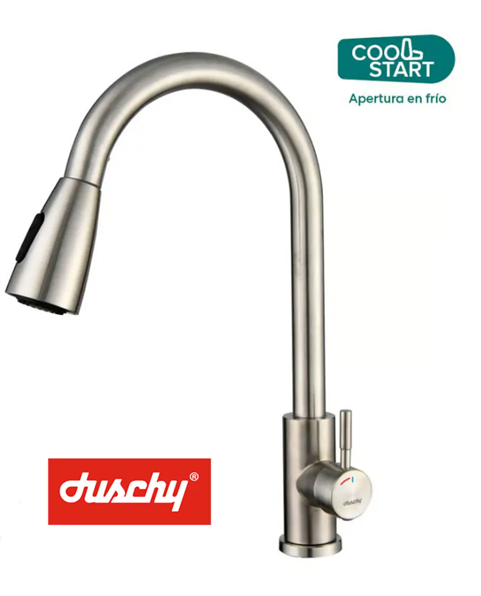 LLAVE MONOMANDO COCINA BRUSHED NICKEL COOLSTART CROMADO 1