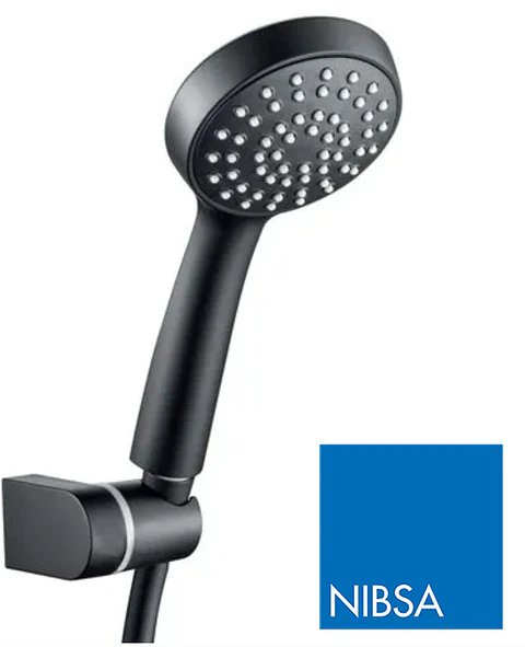 JUEGO COMPLETO DUCHA NERO NIBSA SOPORTE Y FLEXIBLE