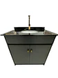 VANITORIO CON MUEBLE BLACK 80CM GRANITO + GRIFERIA DORADA - Miniatura 1