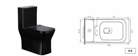 ONE PIECE SQUARE NEGRO MATE 30 CM