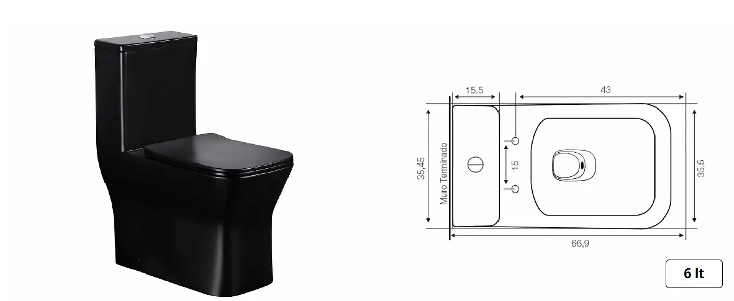 ONE PIECE SQUARE NEGRO MATE 30 CM 2