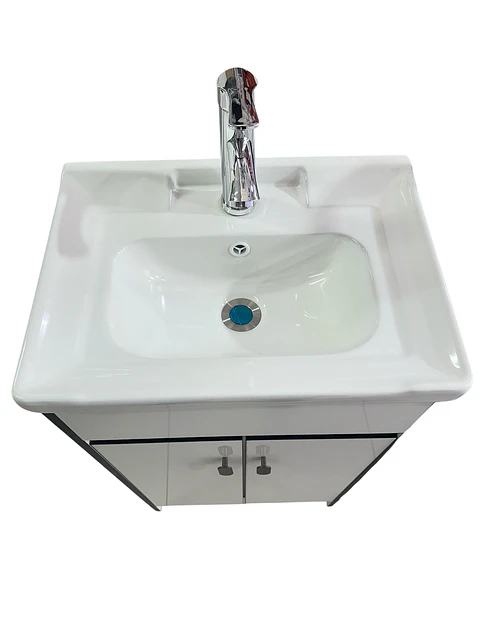 VANITORIO 50CM BLANCO LINEAS NEGRA 2P