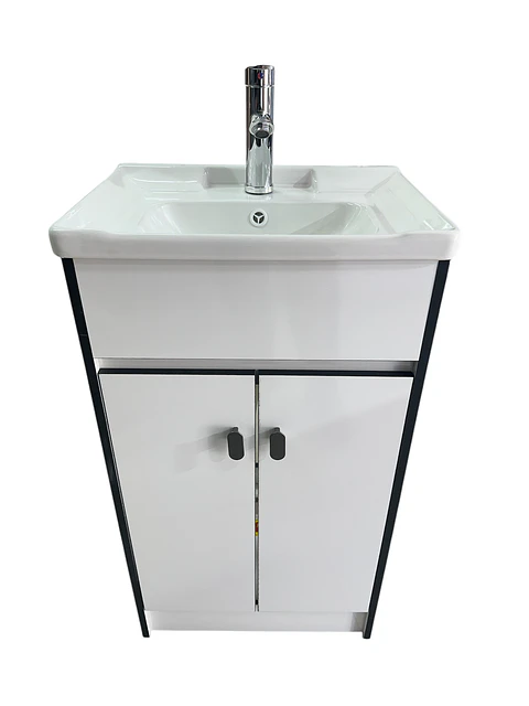 VANITORIO 50CM BLANCO LINEAS NEGRA 2P