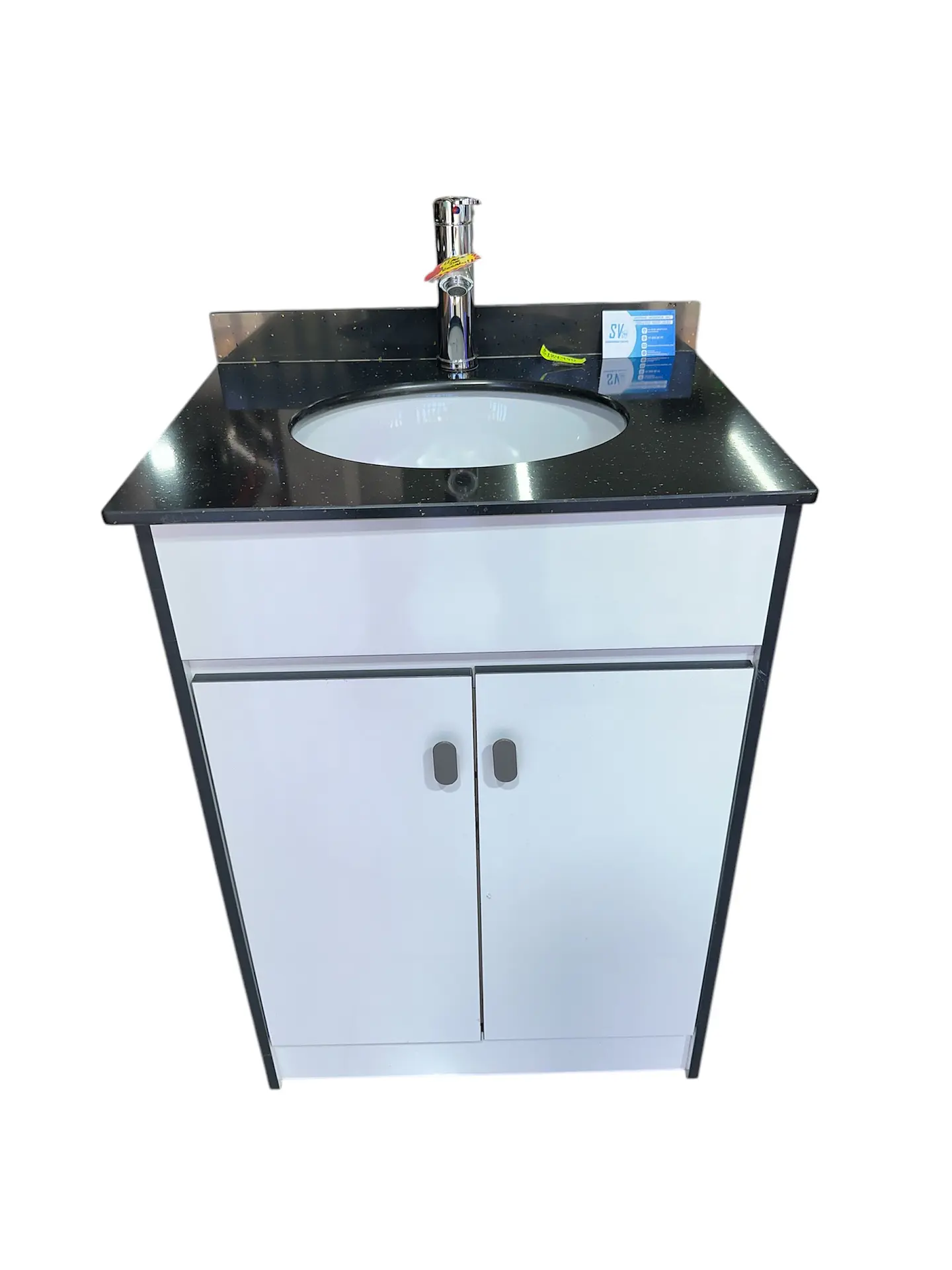 VANITORIO 60CM BLANCO CON CUBIERTA NEGRA GRANITO 1