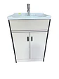 VANITORIO 60CM GRIS CON NEGRO 2 PUERTAS INCLUYE GRIFERIA - Miniatura 1