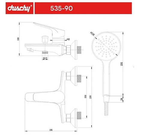 Llave Monomando Tina Ducha Malmo Cromo