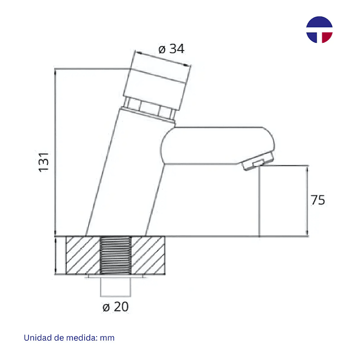Llave Temporizada Cilindrica Lavatorio Cromada Täumm 3