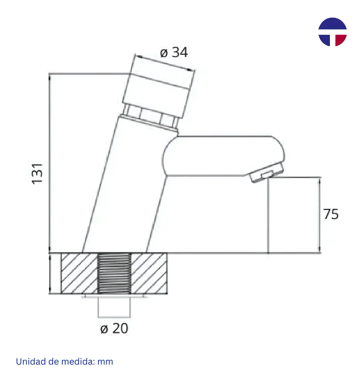 Llave Temporizada Cilindrica Lavatorio Cromada Täumm 3