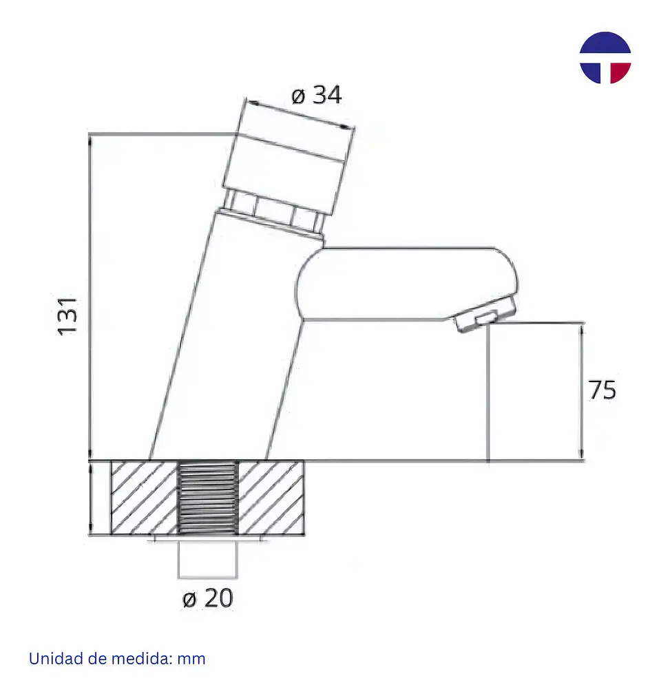 Llave Temporizada Cilindrica Lavatorio Cromada Täumm 3