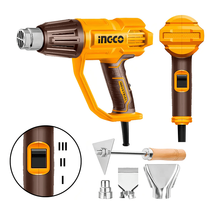 Pistola De Calor 2000w Hg200078 Ingco Con Accesorios Color Amarillo 2