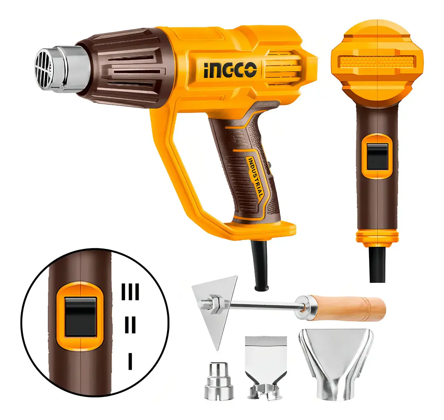 Pistola De Calor 2000w Hg200078 Ingco Con Accesorios Color Amarillo 2