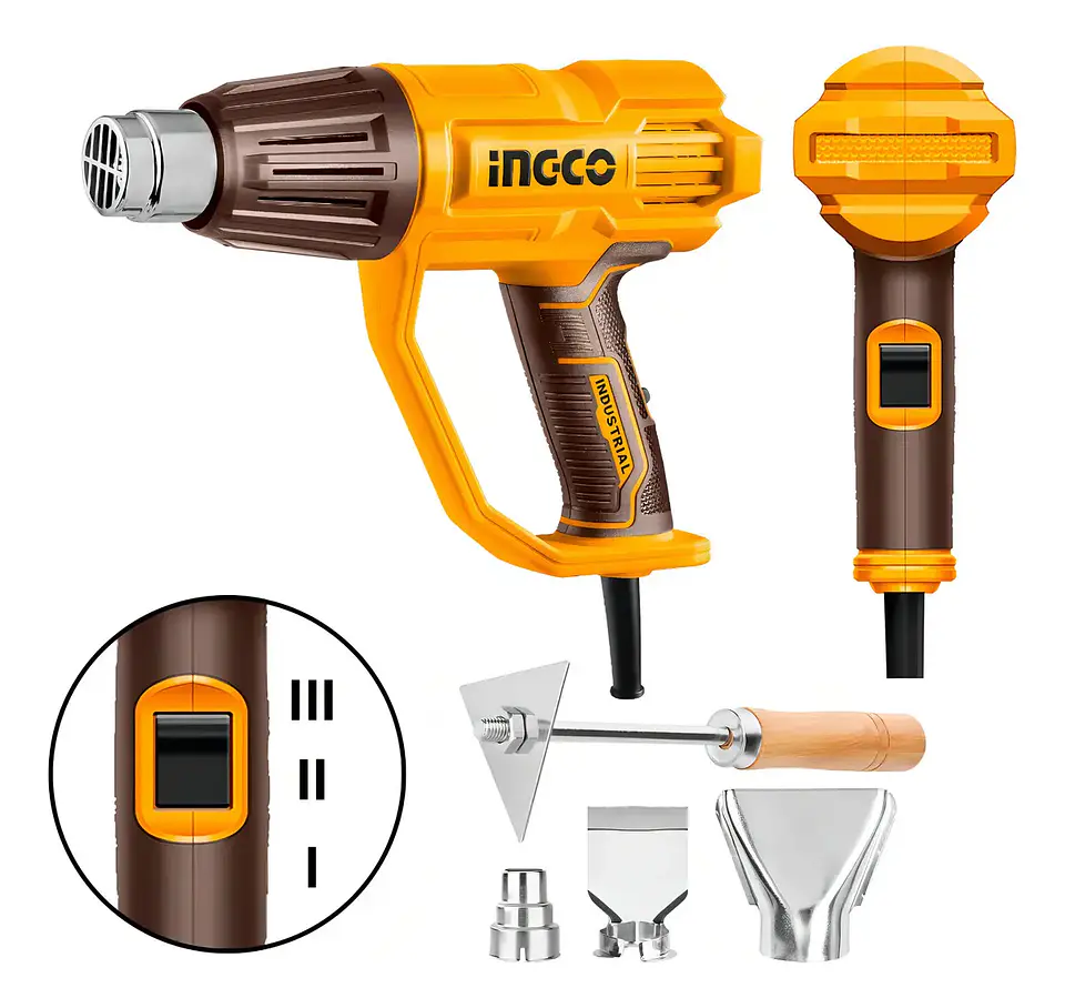 Pistola De Calor 2000w Hg200078 Ingco Con Accesorios Color Amarillo 2