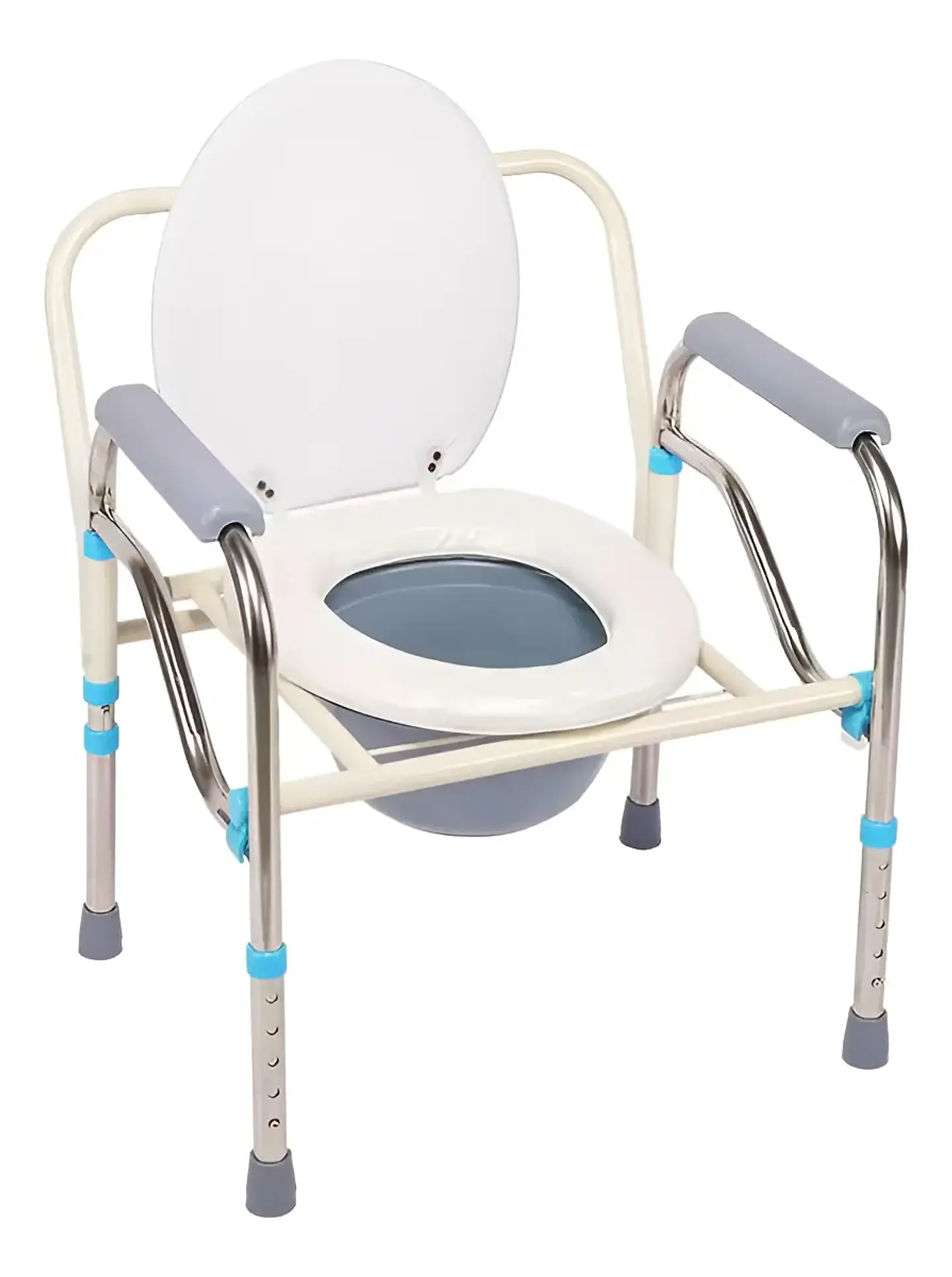 Asiento WC Portátil Plegable Vida Buenas Blanco Alzabaño Ducha Alto Reg Ajustable 1