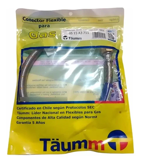 Flexible Conector Para Gas 3/8 -izq X 1/2 60cm Taumm