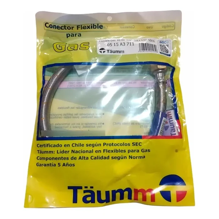 Flexible Conector Para Gas 3/8 -izq X 1/2 60cm Taumm